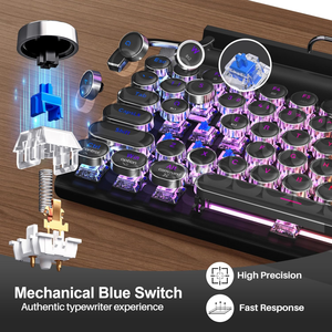 Professional 83 <strong>Keys</strong> Retro Typewriter <strong>Keyboard</strong> Wireless,RGB Mechanical Gaming Vintage <strong>Keyboard</strong> - Product Image 2