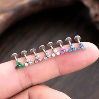 Boucles d'oreilles en titane G23 ASTM F136 avec zircone en forme de fleur exquise, clous de nez, clous de lèvre, bijoux de piercing corporel