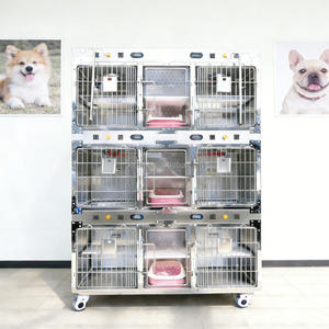 Équipement vétérinaire OSCAT, cages pour chats à 3 niveaux, 9 portes, avec lumière chaude, en acier inoxydable 304, enclos pour chats, cliniques vétérinaires - Product Image 1