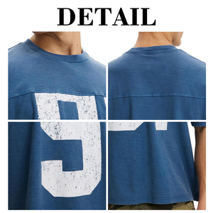 เสื้อยืดคอกลมสีน้ำเงินฟอกสี ยี่ห้อ KingSen ขายส่ง ผลิตตามสั่ง ผ้าฝ้าย 100% 200gsm ระบายอากาศได้ดี เป็นมิตรกับสิ่งแวดล้อม - Product Image 6
