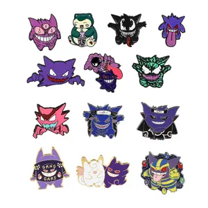 Wholesale Cheap Metal Plated Anime Badge Cute Cartoon Lapel Custom Soft Enamel Pins Game Anime Gengar Metal Enamel Pin