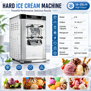เครื่องทำไอศกรีมแบบแข็ง รุ่น Glace De Helados แบบสองคอมเพรสเซอร์ ผลิตเจลาโต้ได้ 16-20 ลิตร/ชั่วโมง เครื่องทำไอศกรีมแข็ง ผลิตได้ 100 โคนต่อชั่วโมง คุณภาพสูง - Product Image 5