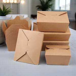 Caja contenedor de papel Kraft marrón con logotipo personalizado, forma rectangular desechable para hamburguesa, pastel, ensalada, uso de grado alimenticio 'To Go' - Product Image 6