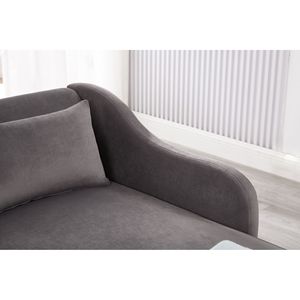 เก้าอี้พักผ่อนทรงโมเดิร์นสีเทาหุ้มกำมะหยี่ - Product Image 5