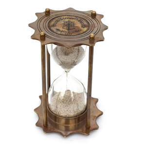 Elegante Reloj de Arena Moderno de 5 Minutos en Latón Macizo Color Gris Arena, el Mejor Regalo para Decoración del Hogar, Hecho de Vidrio - Product Image 1