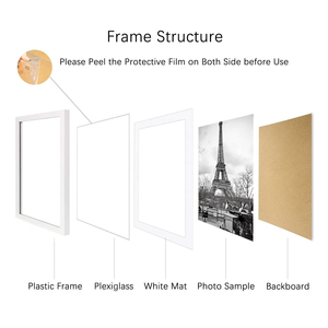 Wholesale Black <strong>Picture</strong> <strong>Frame</strong> Set Gallery Wall <strong>Frame</strong> Set Thin <strong>Border</strong> with White Mat Wall Mounting Hardware for Home Decor - Product Image 4