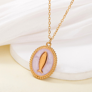 GT bán buôn của phụ nữ thép không gỉ 18K mạ vàng mùa hè đại dương loạt hợp thời trang thiết kế thích hợp không phai Vòng cổ - Product Image 1