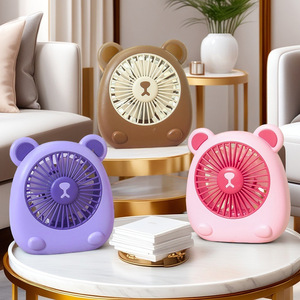 Mini Ventilador de Escritorio con Diseño de Oso de Dibujos Animados, 5W, USB Recargable, Portátil, con Motor DC, Tres Velocidades - Product Image 1