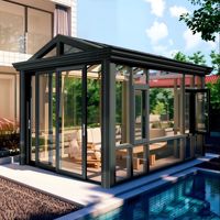 Véranda en aluminium sur mesure, cloisons de balcon en verre trempé creux, panneaux de mur en aluminium isolés pour les cours de villas