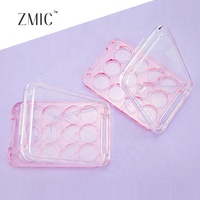 Palette de fards à paupières 12 couleurs, étui compact rectangulaire rose vide pour poudre de maquillage avec fioles rondes et en forme de cœur pour blush et bronzer