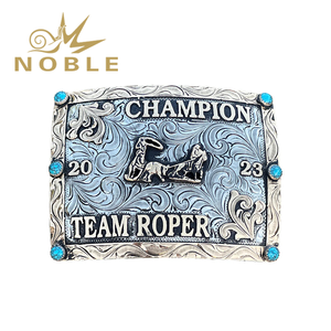 Boucle de ceinture de <span class=keywords><strong>champion</strong></span> de coureur de baril de rectangle de haute qualité avec la boucle de ceinture gravée par motif de bronc de selle de CZ d'incrustation - Product Image 6
