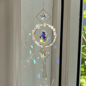 Attrape-soleil en cristal naturel, créateur d'arc-en-ciel, cercle de cristal suspendu avec prisme décoratif, arc-en-ciel - Product Image 2