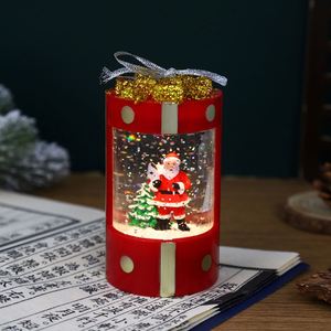 Caja de Regalo Navideña de Plástico con Luz LED Interior Rellena de Agua, Caja Musical a Pilas y Linterna de Viento, Decoración de Escena Pequeña - Product Image 3