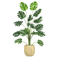 Petit paysage de mousse artificielle dans un pot en céramique Mini plantes vertes artificielles pour la décoration de bureau à domicile Terrarium artificiel Monstera