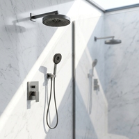 Robinet de douche mural encastré en acier inoxydable 304 brossé gris, design moderne, pour hôtel de luxe