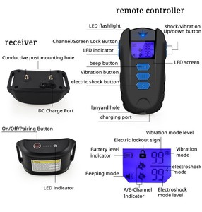 Collares de entrenamiento de perros eléctricos recargables impermeables con control remoto para perros - Product Image 3