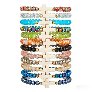Ensemble de bracelets perlés croisés, bijoux en corde élastique, design géométrique multicolore, cadeau unisexe, accessoire de mode - Product Image 5