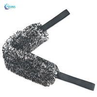 Brosse de lavage de roues de voiture en microfibre et serviette pour pneus avec longue sangle, outil de nettoyage de jantes double face, portable