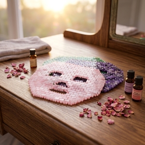 Set de Mascarillas Faciales y Oculares de Cuarzo Rosa y Jade, Cristales Naturales con Propiedades Reafirmantes y Anti-Hinchazón para Uso Doméstico y Comercial - Product Image 4