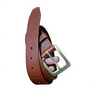 Ceinture décontractée vintage en cuir de vache noir BS INTERNATIONAL avec boucle ardillon en acier, design rectangulaire solide, durable, imperméable et écologique - Product Image 5