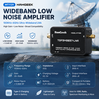 HAMGEEK MT1129 LNA Penguat Kebisingan Rendah 100KHz~6GHz 20~35dB Gain Isi Ulang Tipe-C untuk Pemantauan Spektrum Radio SDR