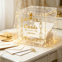 Boîte à cartes de mariage moderne en acrylique détachable avec serrure et guirlande lumineuse, grande boîte à enveloppes transparente pour fêtes et réceptions d'anniversaire