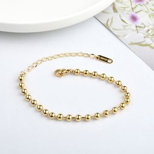 14K Solid <b>Gold</b> Filled Exaggerate 4Mm Big Ball <b>Beads</b> Ball Chain Stretch <b>Bracelet</b> <b>Gold</b> 3Mm 925 - Product Image 2