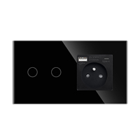 Norme européenne 1/2/3 interrupteurs tactiles légers de groupe interrupteurs muraux à domicile interrupteurs à capteur en verre gris type-c prises de Charge d'alimentation USB