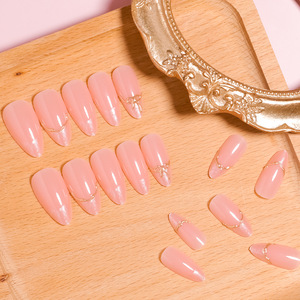 Accessoires <span class=keywords><strong>pour</strong></span> l'art des <span class=keywords><strong>ongles</strong></span>, résine, style français, couverture complète, <span class=keywords><strong>faux</strong></span> <span class=keywords><strong>ongles</strong></span> en forme d'amande, nœud, <span class=keywords><strong>pour</strong></span> les doigts, 24 pièces - Product Image 3
