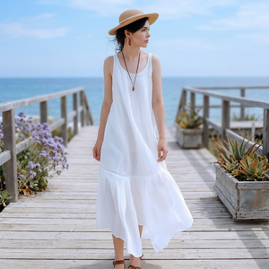 Linen Bell Sleeve High Waist <b>Loose</b> Midi <b>Dress</b> with Side Pockets Vintage Spring Summer Plus Size Casual Flowy Vacation <b>Dress</b> - Product Image 2