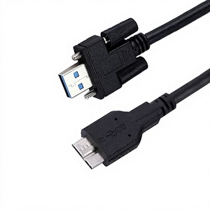 Câble de charge Micro USB LUNG KAY 1M 2M haute vitesse 5 Gbps Micro B vers USB 3.0 mâle # Câble industriel de données 4-40 avec vis de verrouillage - Product Image 1