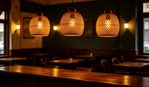 Lampada a Sospensione <span class=keywords><strong>in</strong></span> Bambù Intrecciato Naturale, Stile Speciale per Arredamento Minimalista del Soggiorno - Product Image 2