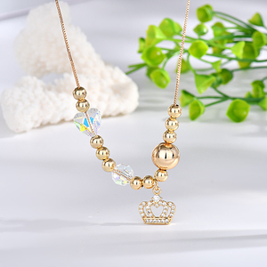 Tian Mao <strong>Tmall</strong> Fashion Women's Stylish 18K Gold-Plated Tricolor Beaded Necklace Butterfly Shape Trendy Stereo Zircon Copper - Product Image 2