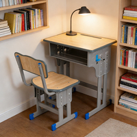 Ensemble de bureau et chaise d'étude moderne pour une personne, avec crochet latéral, rainure pour livres, plateau large mat anti-reflet, hauteur réglable, écologique pour