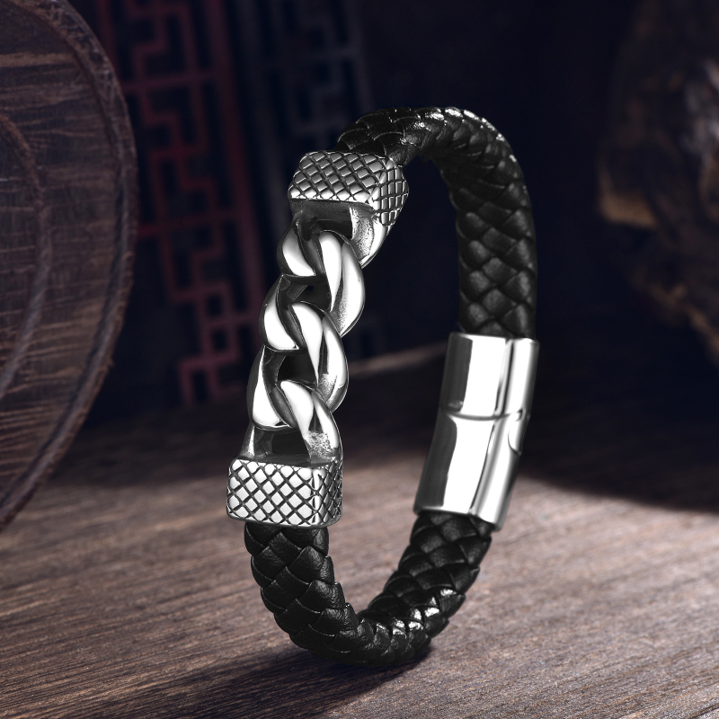 X317 Wholesale Vintage Black Men's Bracelet Magnetic Clasp Bangle