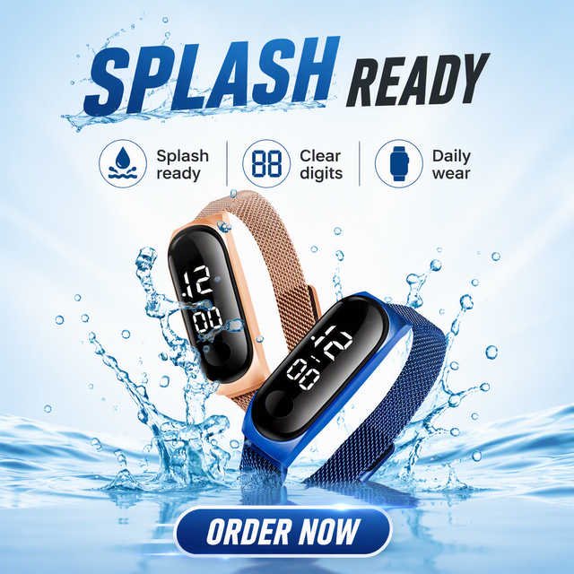 Hot Selling Unisex Alloy Magnetic Band Touch Screen Luminous LED Digital Sports Watch with Charm Design