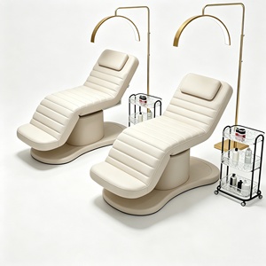 Luxury Lash Beds for Salon Three Motors <strong>Electric</strong> Cosmetic Massage Bed Beige Leather Light Brown Massage <strong>Table</strong> - Product Image 6