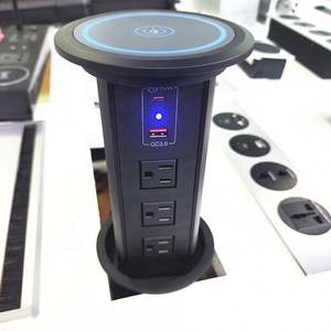 Prise de courant américaine 100mm <span class=keywords><strong>plan</strong></span> de <span class=keywords><strong>travail</strong></span> de <span class=keywords><strong>cuisine</strong></span> motorisé prise de tour de levage électrique avec prise de charge sans fil USBA 20W USB-C haut - Product Image 1