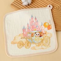 Serviette pour enfants, style européen-américain, écologique, pur coton, gaze à quatre couches, imprimé de dessins animés, serviette pour le visage, petite