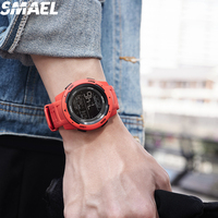 Montre numérique sportive de luxe SMAEL 8105 avec alarme, résistante à l'eau 50 bars et chronomètre pour hommes