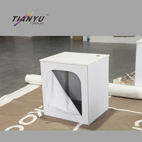 Nouveau stand d'exposition pour salon professionnel, comptoir promotionnel en tissu tendu blanc, solutions d'affichage personnalisées