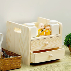 Japanese Style Wooden Storage <b>Shelf</b> With 2 Drawers Multi Functional <b>Desktop</b> Organizer For Living Room Home Office Use - Product Image 4