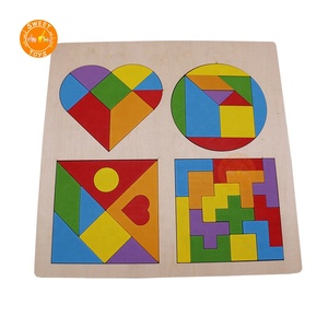 Kinderen 3-6 Jaar Oud Educatief Kleuterschool Gebouw Puzzel Blokken Houten 4 In 1 Tangram Puzzels Speelgoed - Product Image 1
