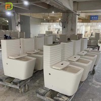 Ensemble WC et lavabo mural en céramique monobloc carré blanc pour hôtel – Sanitaires de salle de bain