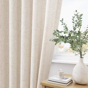 Cortina translúcida de lino natural con pliegues ondulados, elegante y popular, para ventana francesa, con cenefas integradas - Product Image 5