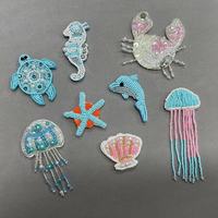 ZSY personnalisé à la main animaux marins étoile de mer coquilles tortue de mer dauphin perlé strass Patch 3D paillettes Applique pour vêtements