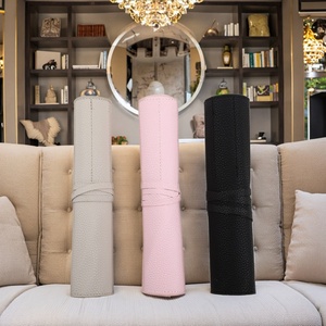 For Lady Portable <b>Makeup</b> Brushes <b>Case</b> Large Capacity Rolling Pouch Holder Leather Travel Organizer Open Soft Handle Cosmetic - Product Image 6