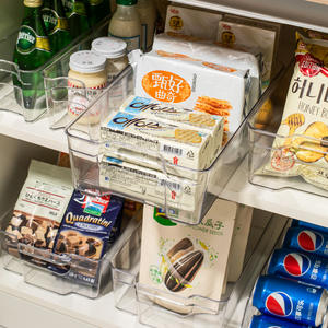 Contenedores de plástico transparente para refrigerador, organizadores apilables para bebidas, refrigerios, frutas, verduras y huevos, diseño rectangular - Product Image 2