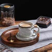 Tasse à café en céramique de style japonais Tasse à thé en grès 270ml Tasse pour tasse à café en céramique Latte avec soucoupe