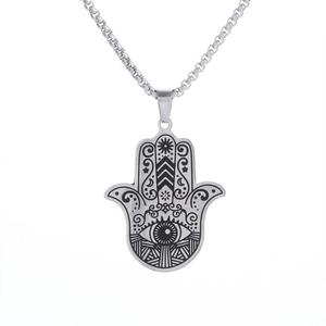 Accessoire spirituel festif du Ramadan, œil maléfique du Ramadan et motif islamique, bijoux en acier inoxydable, collier main de Hamsa du Ramadan - Product Image 5